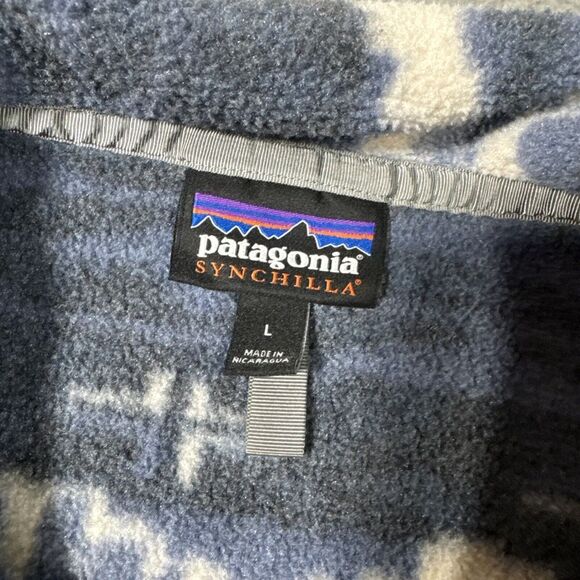 Patagonia Synchilla Pullover Mens L Snap-T Blue Aztec Geometric Fleece 25450 - Picture 3 of 12